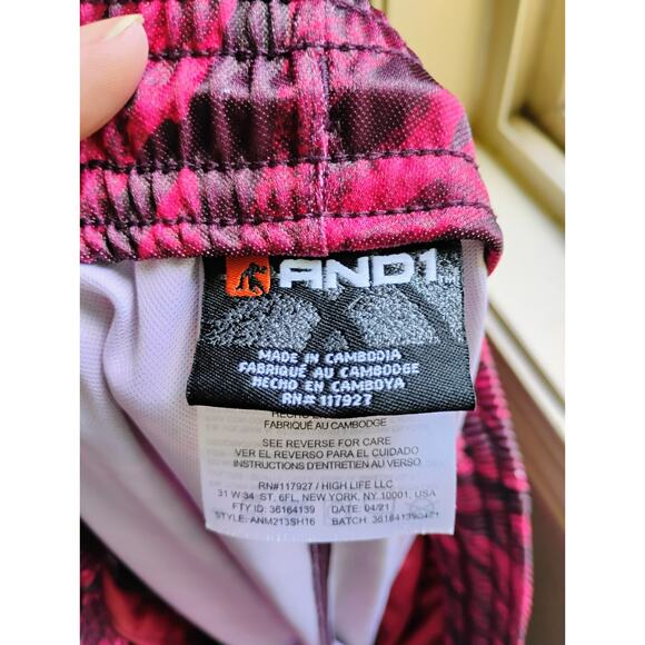 XL Maroon And Black "AND 1" Basketball Shorts. Hip Hop. Rap. Y2k Drawstring. NBA - Picture 9 of 16